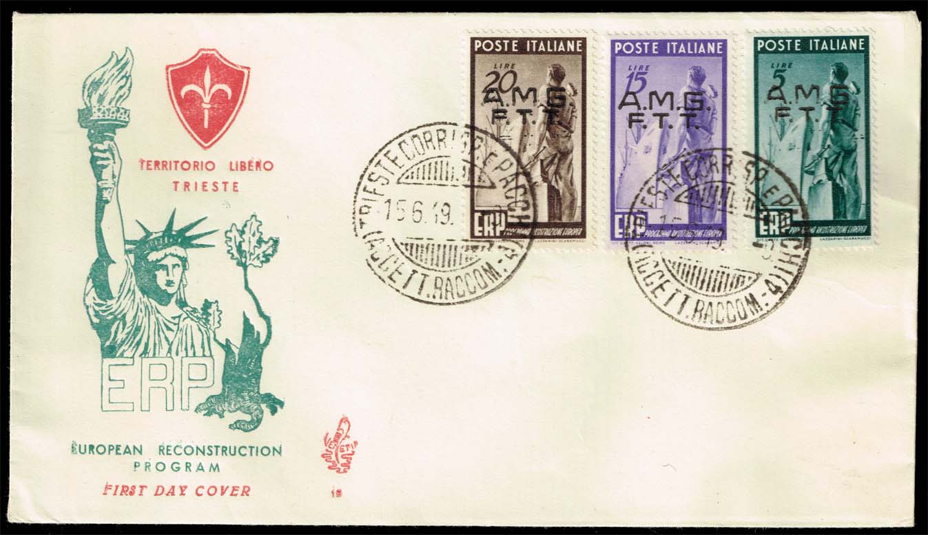 Italy-Trieste #42-44 European Reconstruction; FDC Italy-Trieste #42-44 European Reconstruction; FDC