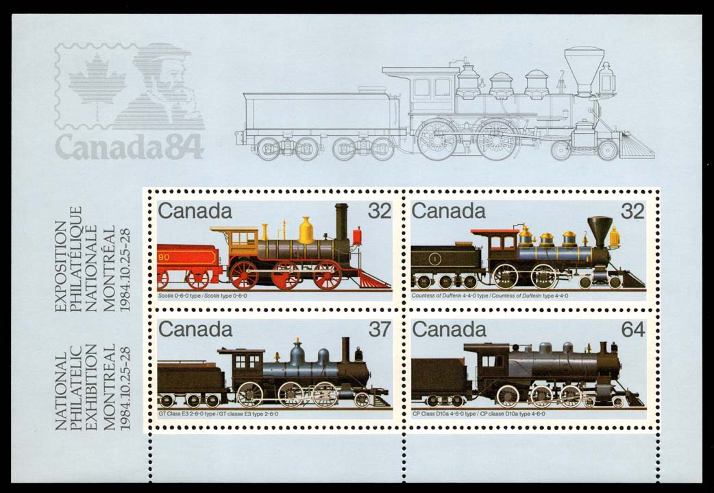 Canada #1039a Steam Locomotives Souvenir Sheet; MNH Canada #1039a Steam Locomotives Souvenir Sheet; MNH