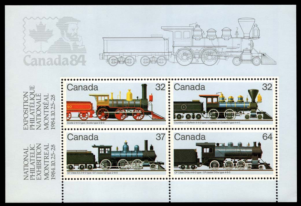 Canada #1039a Steam Locomotives Souvenir Sheet; MNH Canada #1039a Steam Locomotives Souvenir Sheet; MNH