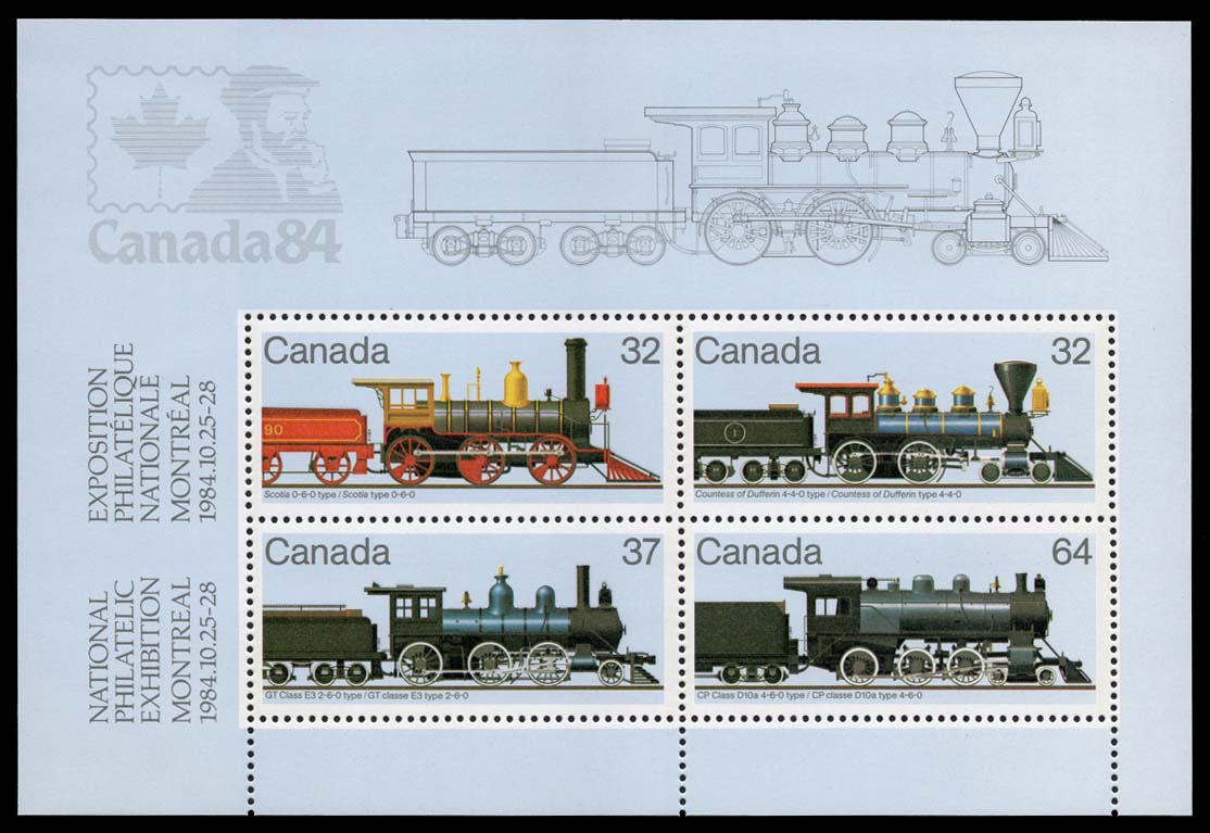 Canada #1039a Steam Locomotives Souvenir Sheet; MNH Canada #1039a Steam Locomotives Souvenir Sheet; MNH