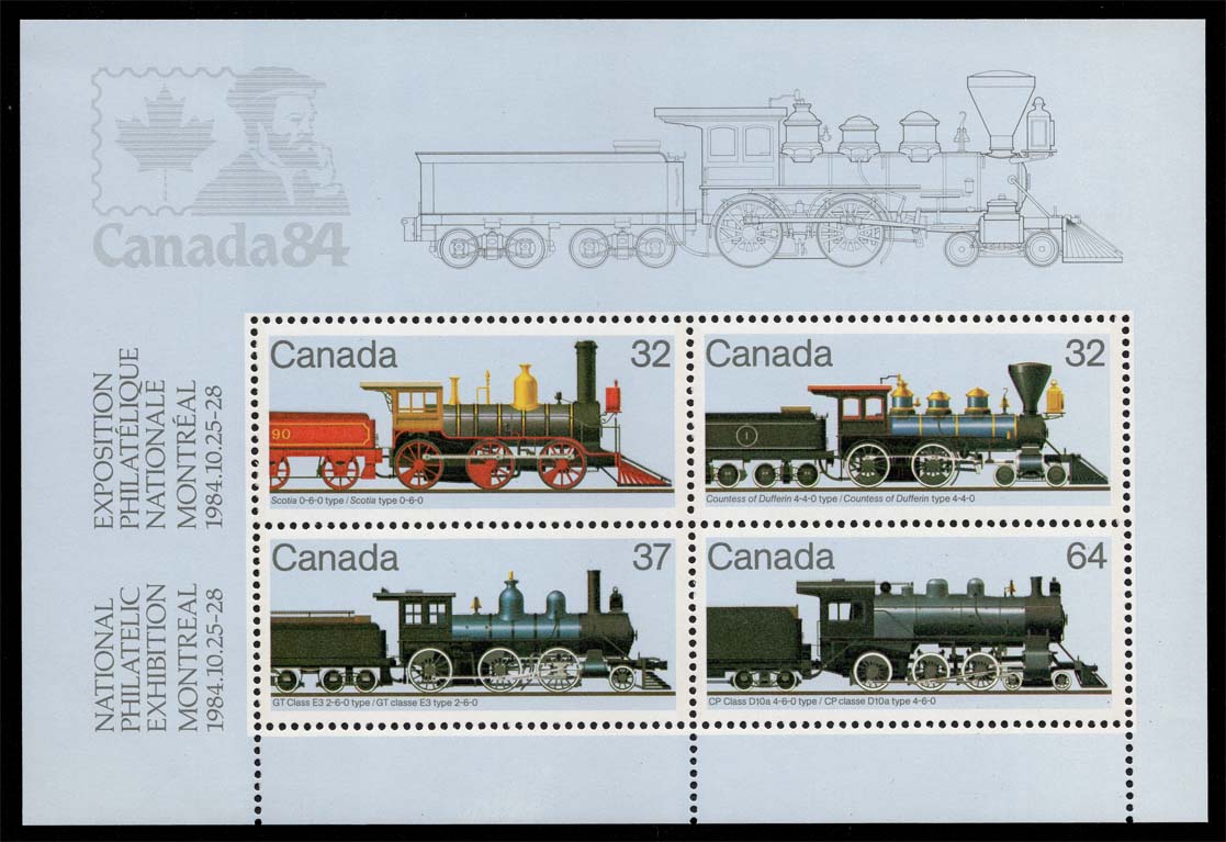 Canada #1039a Steam Locomotives Souvenir Sheet; MNH Canada #1039a Steam Locomotives Souvenir Sheet; MNH