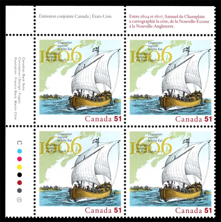 Canada #2155 Surveying the East Coast Corner Block of 4; MNH Canada #2155 Surveying the East Coast Corner Block of 4; MNH