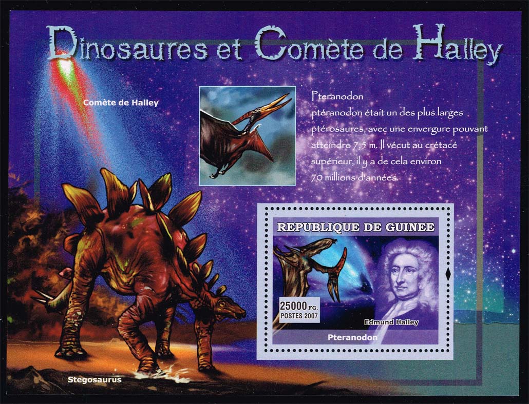 Guinea SW #5761 Halley, Pteranodon and Stegosaurus; MNH Guinea SW #5761 Halley, Pteranodon and Stegosaurus; MNH