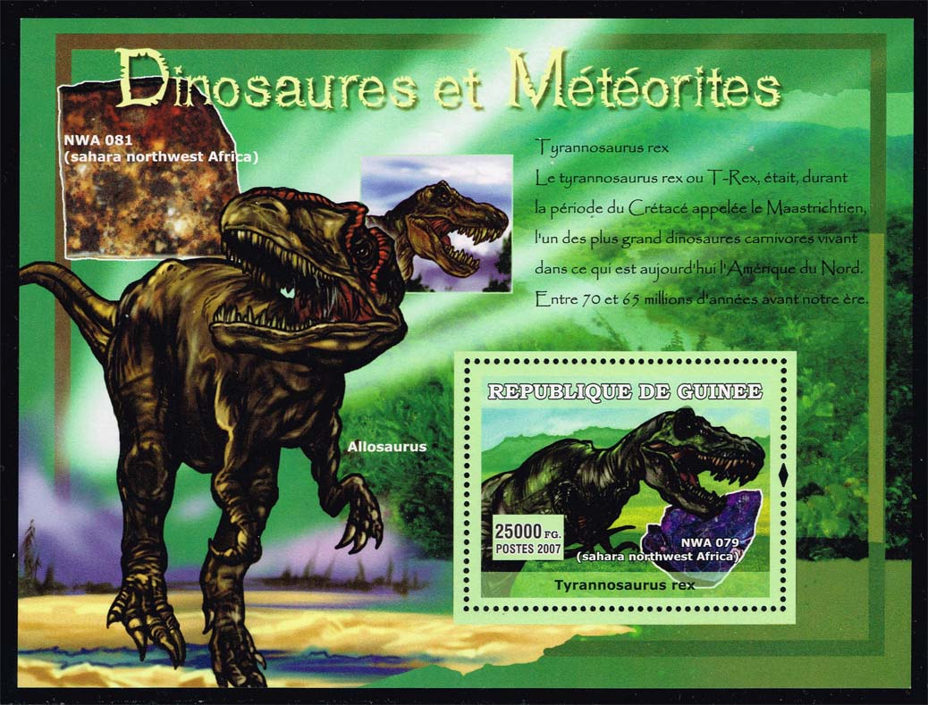 Guinea SW #4778 Tyrannosaurus and Allosaurus; MNH Guinea SW #4778 Tyrannosaurus and Allosaurus; MNH