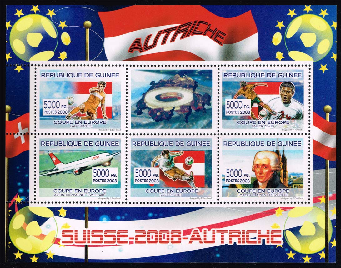 Guinea SW #5527-5531 European Football Cup Minisheet; MNH Guinea SW #5527-5531 European Football Cup Minisheet; MNH