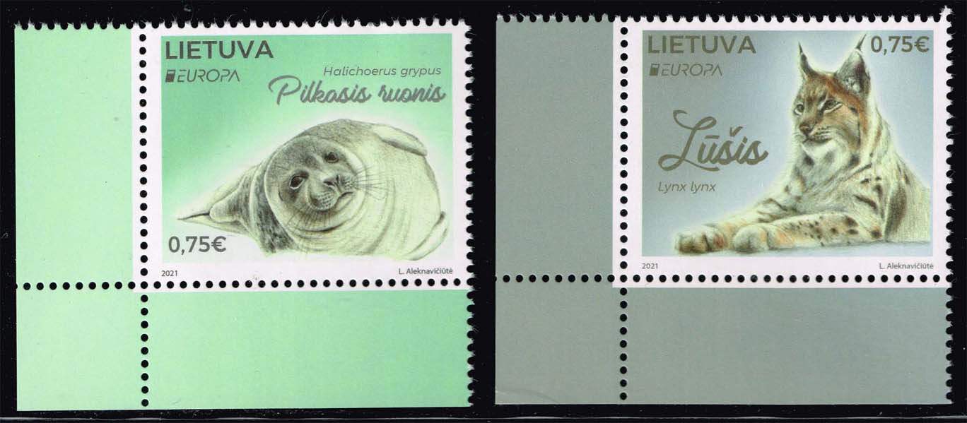 Lithuania #1183-1184 Lynx and Seal Set of 2; MNH Lithuania #1183-1184 Lynx and Seal Set of 2; MNH