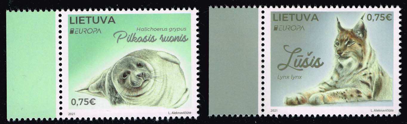 Lithuania #1183-1184 Lynx and Seal Set of 2; MNH Lithuania #1183-1184 Lynx and Seal Set of 2; MNH