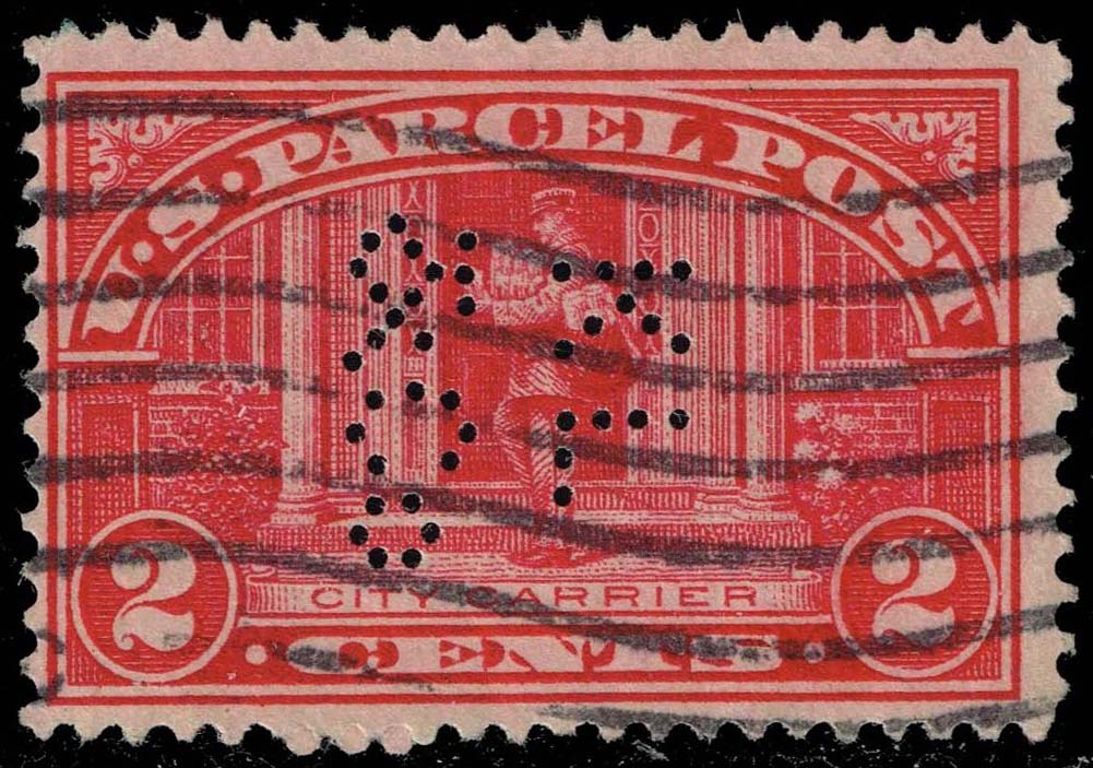 US #Q2 City Mail Carrier Perfin; Used US #Q2 City Mail Carrier Perfin; Used